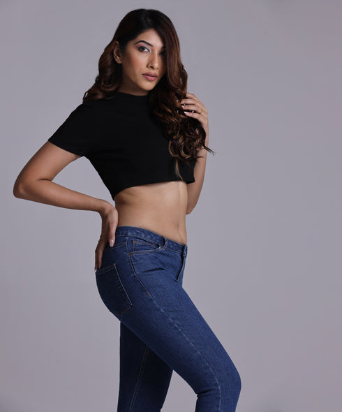 Mid Waist Blue Jean